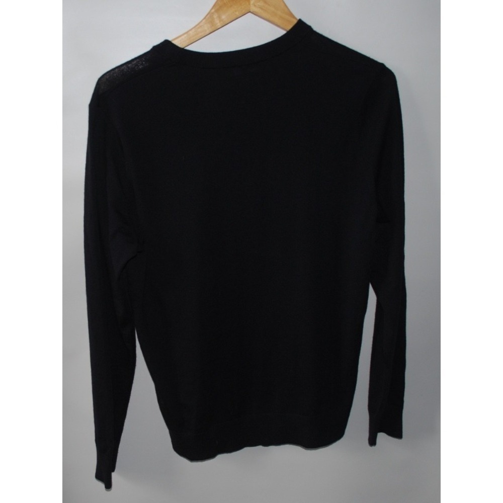 Theory Regal Merino Wool Sweater Men's M Black Crew Neck Quiet Luxury - Picture 5 of 6
